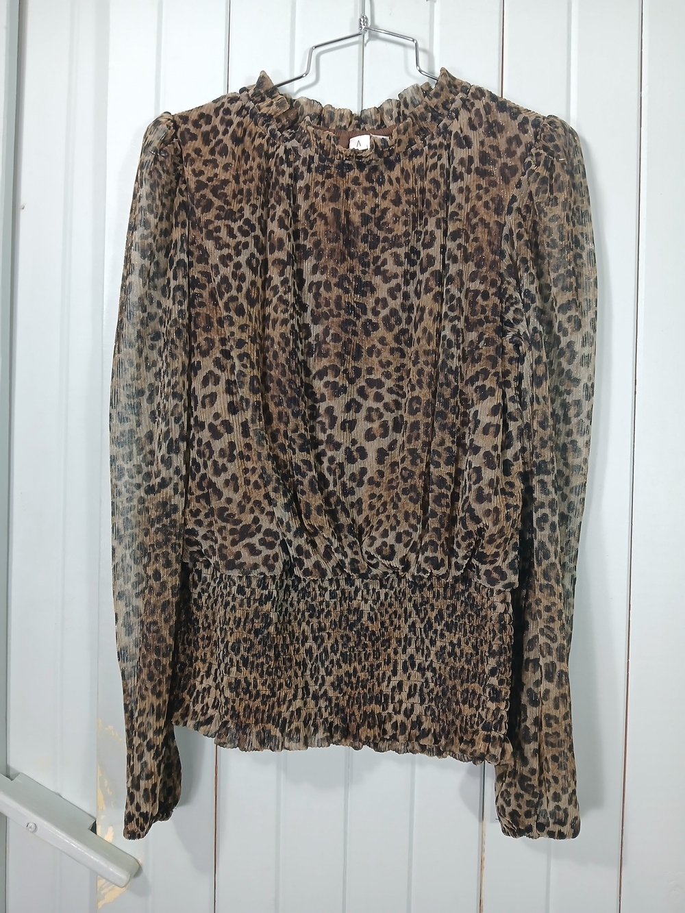 Joie Leopard Print Long-Sleeve Blouse - Brown